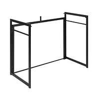 Merrick Lane Perth Folding Computer Desk With Rustic Wood Grain Finish And Metal Frame, Folding Laptop Desk For Home Office