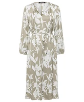 Olsen Women's Long Sleeve Abstract Floral Print Dress