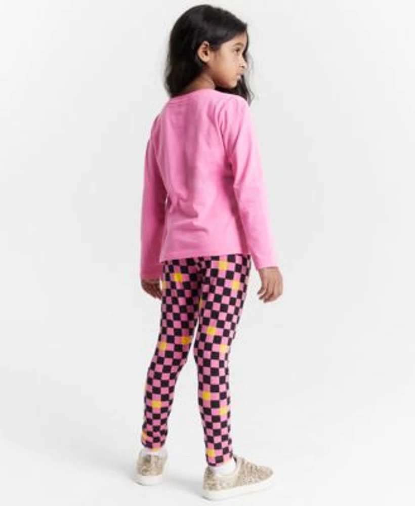 Epic Threads Little Big Girls Checker Flower T Shirt Checkerboard Print Leggings Nia Lace Up Shoes Created For Macys