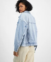 Tinseltown Juniors' Oversized Denim Trucker Jacket