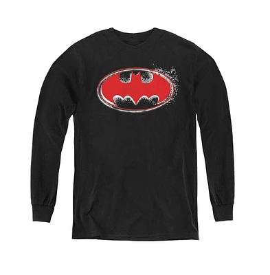 Batman Boys Youth Hardcore Noir Bat Logo Long Sleeve Sweatshirts