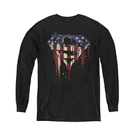 Superman Boys Youth Bleeding Shield Long Sleeve Sweatshirts