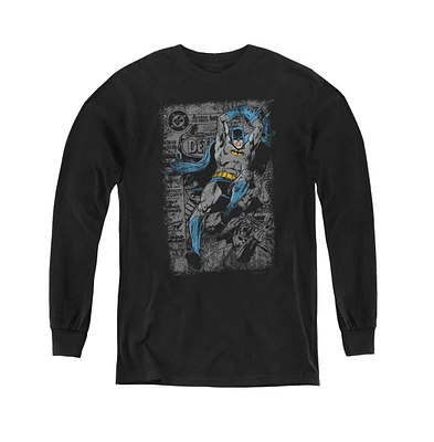 Batman Boys Youth Detective 487 Distress Long Sleeve Sweatshirts