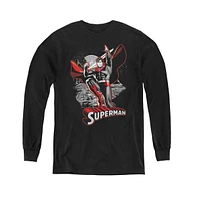 Justice League Boys of America Youth Superman Red & Gray Long Sleeve Sweatshirts