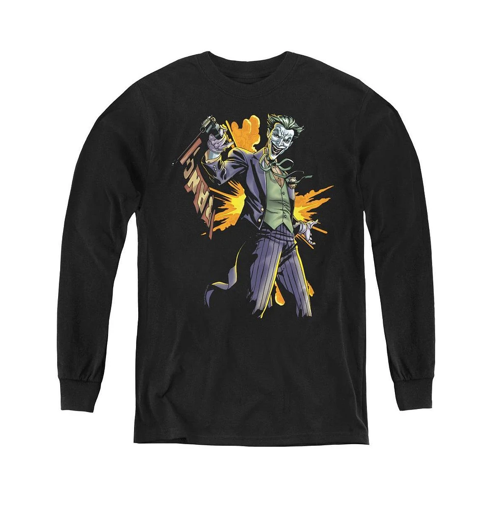 Batman Boys Youth Joker Bang Long Sleeve Sweatshirts