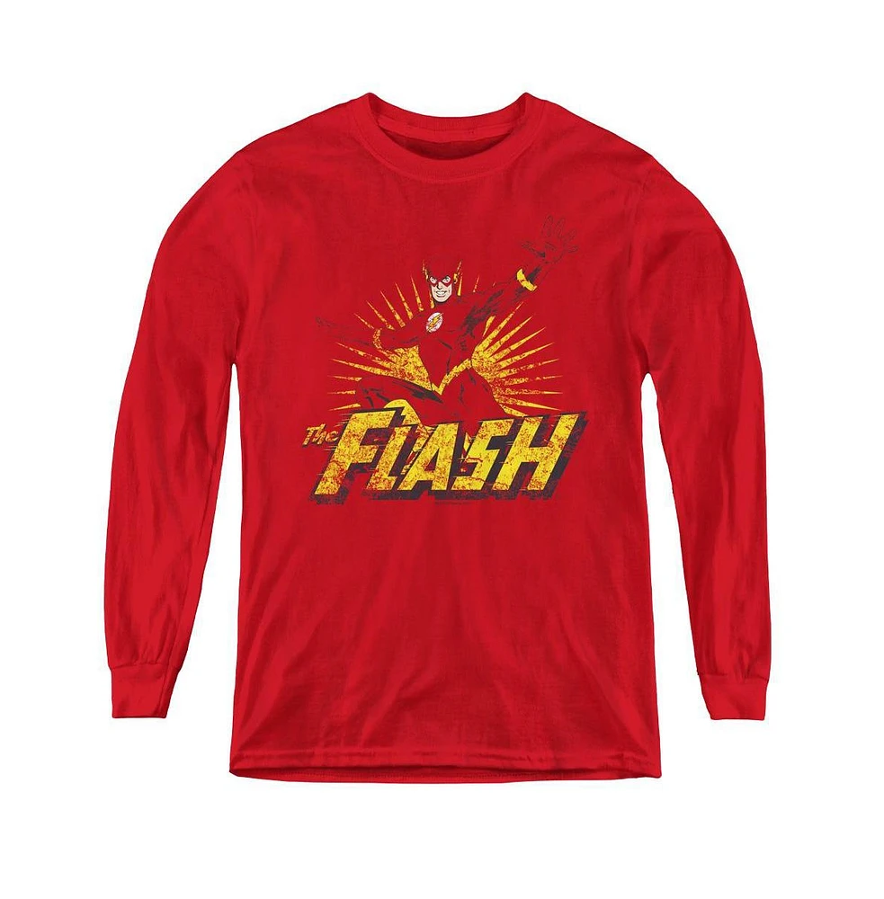 Justice League Boys of America Youth Flash Rough Distress Long Sleeve Sweatshirts