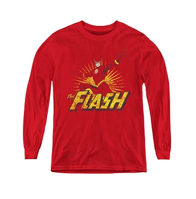 Justice League Boys of America Youth Flash Rough Distress Long Sleeve Sweatshirts