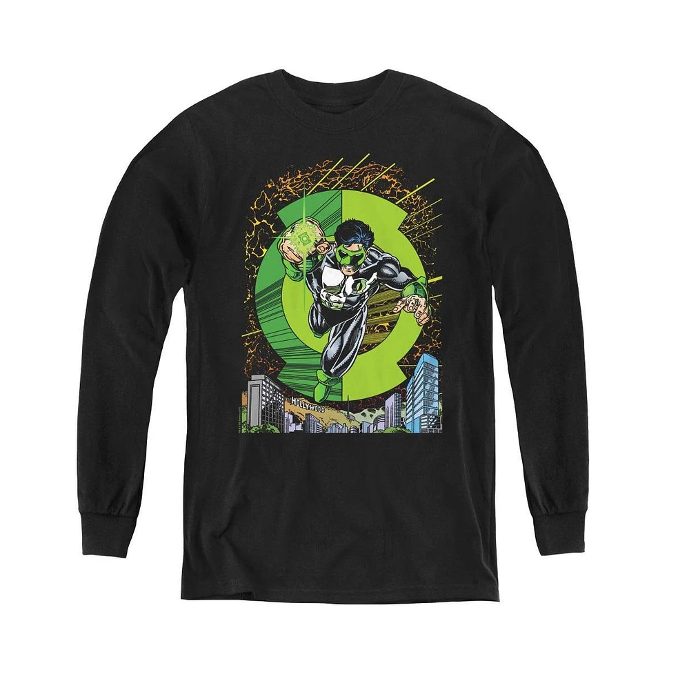 Green Lantern Boys Youth Gl Cover Long Sleeve Sweatshirts