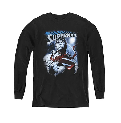 Superman Boys Youth Protect Earth Long Sleeve Sweatshirts