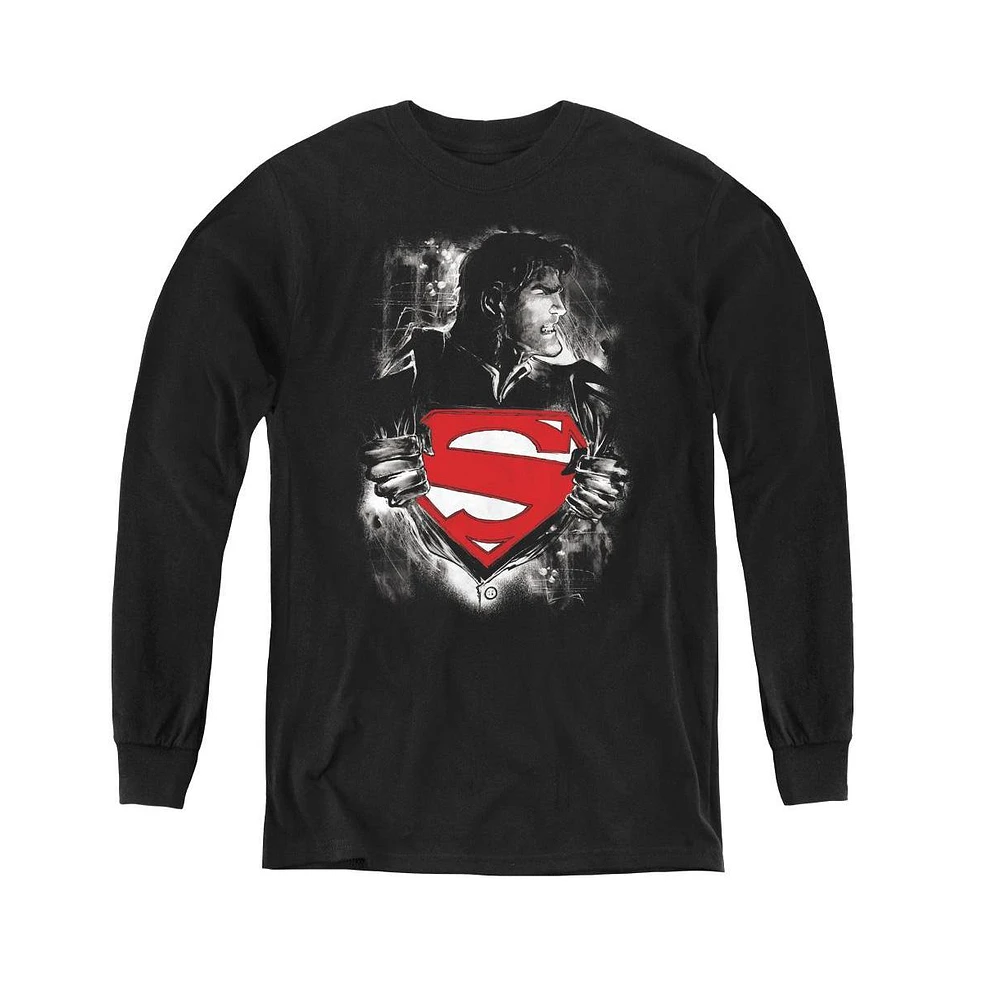 Superman Boys Youth Darkest Hour Long Sleeve Sweatshirts