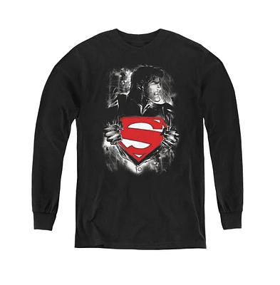 Superman Boys Youth Darkest Hour Long Sleeve Sweatshirts