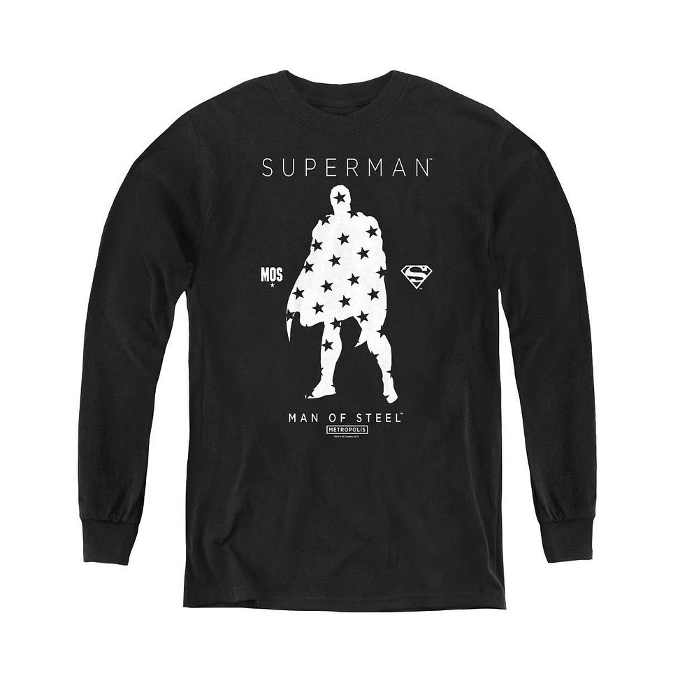 Superman Boys Youth Star Silhouette Long Sleeve Sweatshirts