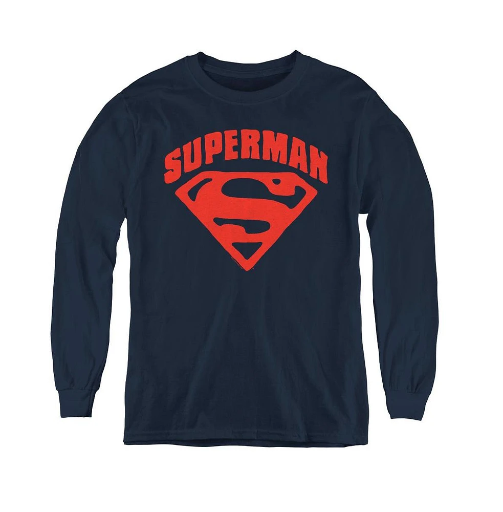 Superman Boys Youth Super Shield Long Sleeve Sweatshirts