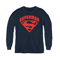Superman Boys Youth Super Shield Long Sleeve Sweatshirts