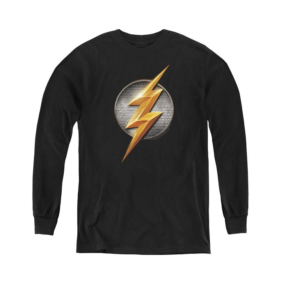 Justice League Boys Movie Youth Flash Logo Long Sleeve Sweatshirts