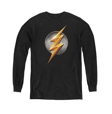 Justice League Boys Movie Youth Flash Logo Long Sleeve Sweatshirts