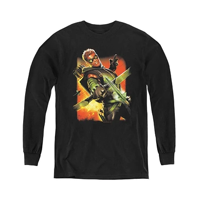 Justice League Boys of America Youth Green Arrow 1 Long Sleeve Sweatshirts