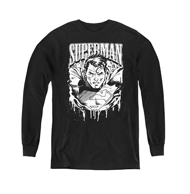 Superman Boys Youth Super Metal Long Sleeve Sweatshirts