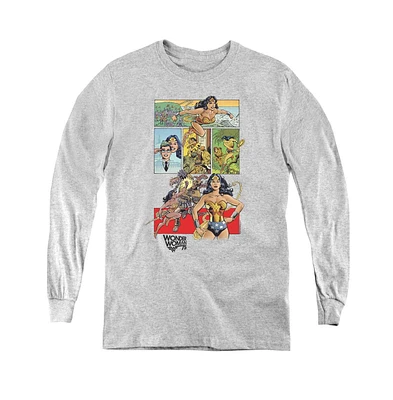 Wonder Woman Boys Youth Ww75 Comic Page Long Sleeve Sweatshirts