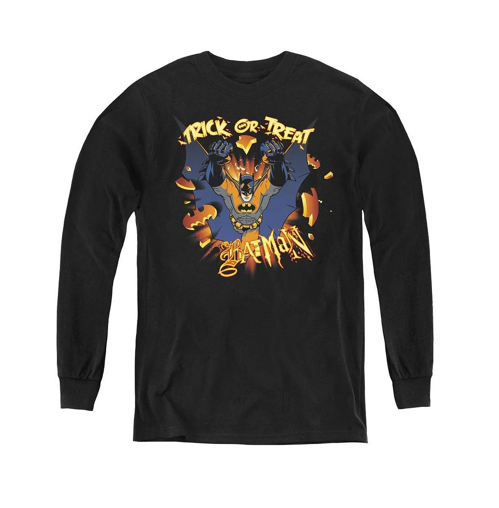 Batman Boys Youth Pumpkin Burst Long Sleeve Sweatshirts