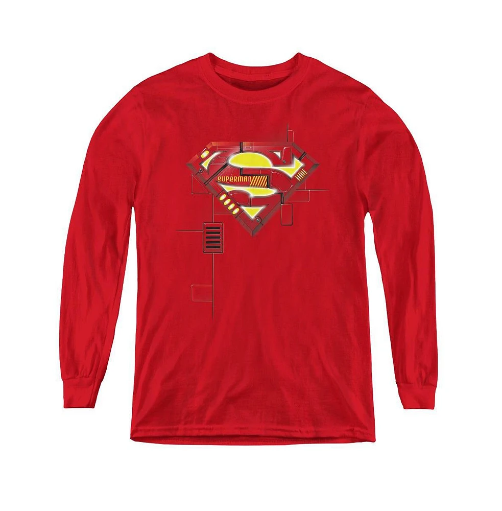 Superman Boys Youth Super Mech Shield Long Sleeve Sweatshirts