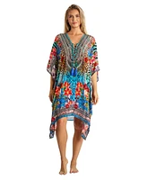 La Moda Clothing Women's V-neck Short Kaftan Dress