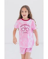 Harry Potter Little Girls Pajama Shirt and Shorts Sleep Set Tie Dye Pink