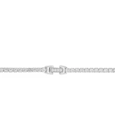 Arabella Freshwater Pearl (9x7mm & 8x6mm) Cubic Zirconia Knotted 17" Lariat Necklace in Sterling Silver