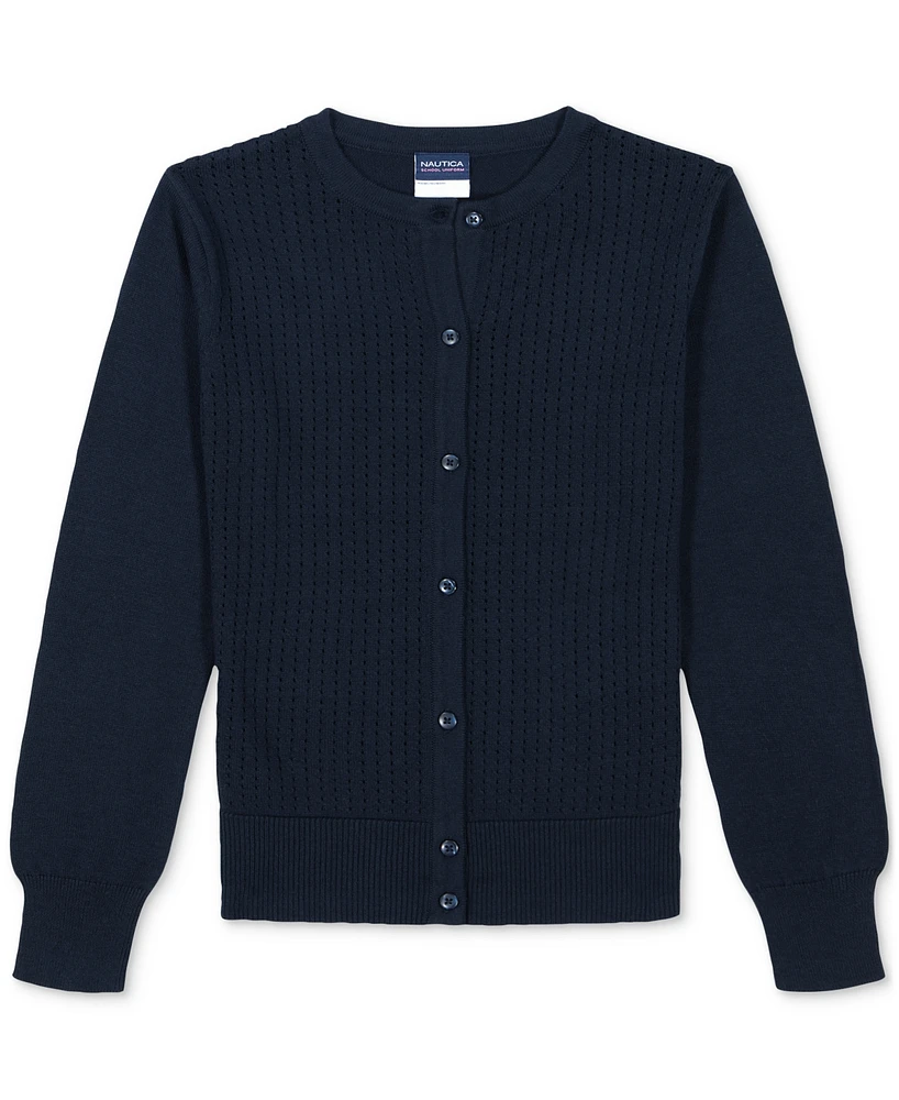 Nautica Little Girls Uniform Pointelle Cardigan