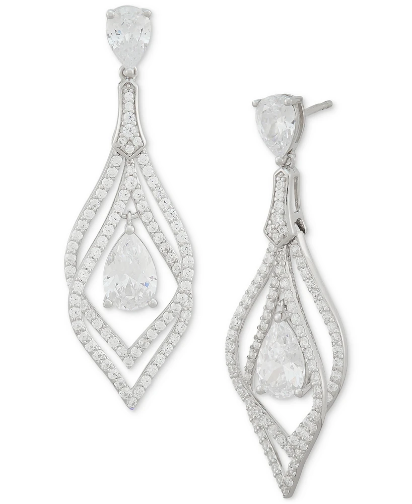 Arabella Cubic Zirconia Pear Orbital Drop Earrings in Sterling Silver