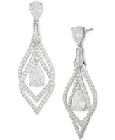 Arabella Cubic Zirconia Pear Orbital Drop Earrings in Sterling Silver