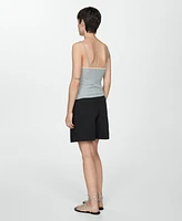 Mango Women's Pleats Detail Denim Shorts