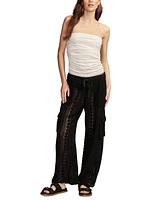 Lucky Brand Women's Cotton Crochet Cargo Pants