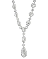 Arabella Cubic Zirconia Mixed Cut Teardrop 18" Lariat Necklace in Sterling Silver