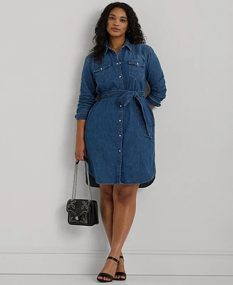 Lauren Ralph Plus Denim Shirtdress