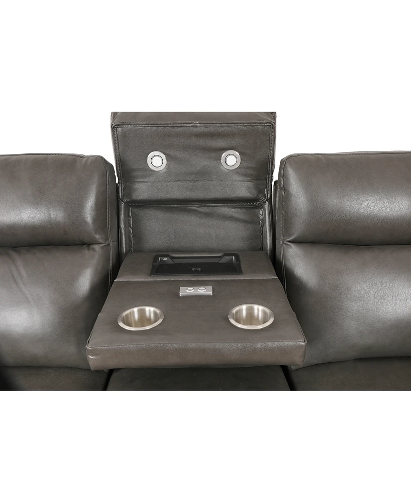 Greymel 84" Zero Gravity Leather Sofa with Power Headrests, Created for Macy's