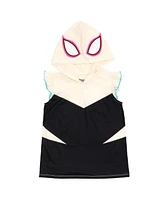 Marvel Girls Spider-Man Spider-Gwen Ghost Spider Hooded Cosplay Tank Top and French Terry Shorts Outfit Set