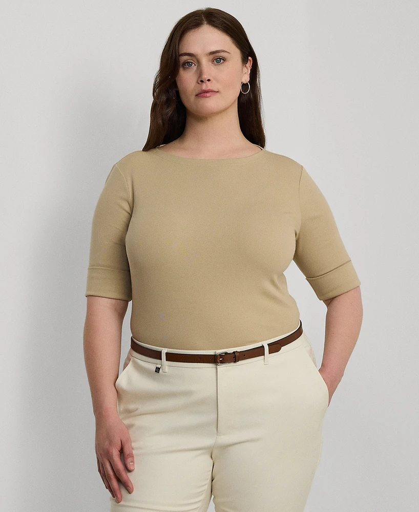 Lauren Ralph Plus Boat-Neck Tee