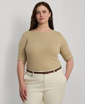 Lauren Ralph Lauren Plus Size Boat-Neck Tee