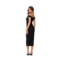 Edikted Women's Kyla Off Shoulder Ribbed Midi Dress