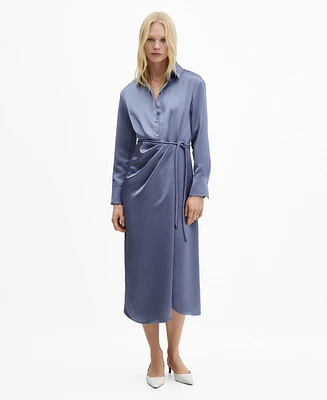 Mango Women's Satin Shirt Dress