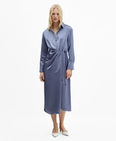 Mango Women's Satin Shirt Dress