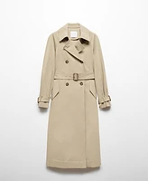 Mango Women's Double-Breasted Cotton Trench Coat