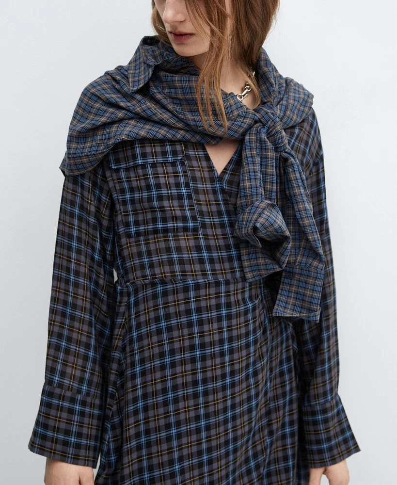 Mango Women's Check Wrap Dress