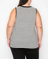 Coin 1804 Plus Yarn Dye Stripe Contrast Double Binding Swing Tank Top