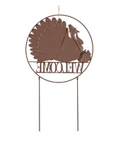 Glitzhome 30"H Thanksgiving Metal "Welcome" Turkey Yard Stake