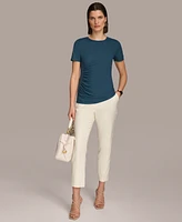 Donna Karan Women's Short Sleeve Ruched-Side Top