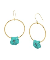 Robert Lee Morris Soho Turquoise Patina Petal Charm Hoop Earrings