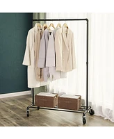 Slickblue Clothes Rail, Clothing Rack on Wheels, Coat Stand with 1 Hanging Rail and Shelf