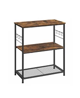 Slickblue Baker s Rack, Kitchen Shelf, Kitchen Island, Microwave Oven Stand With 3 Open Shelves, 6 Hooks